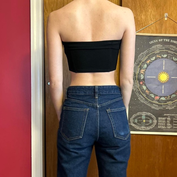 Black Strapless Crop Top - Size S from Forever 21 - Picture 2 of 4